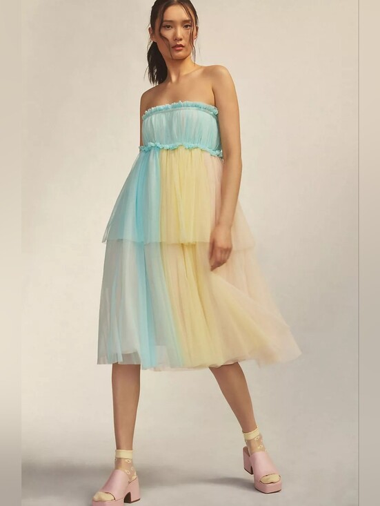 Anthropologie Dresses & Skirts - Anthropologie Pernille Rosenkilde Strapless Colorblock Tulle Dress